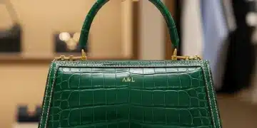 Close-up of an authentic luxury handbag with intricate details, representing exclusive collection pieces.
