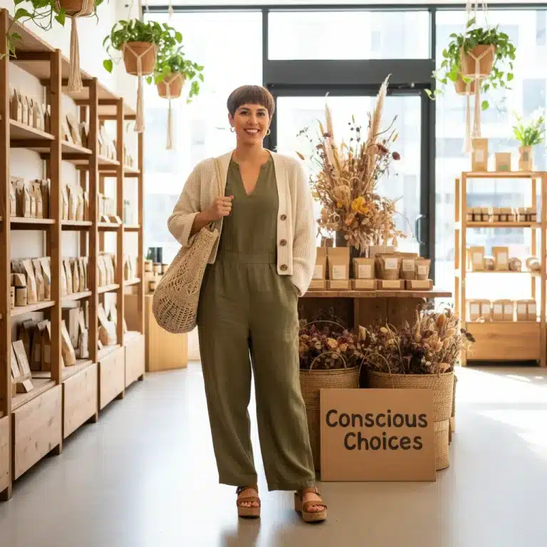 Woman finding authentic sustainable fashion deals in 2026