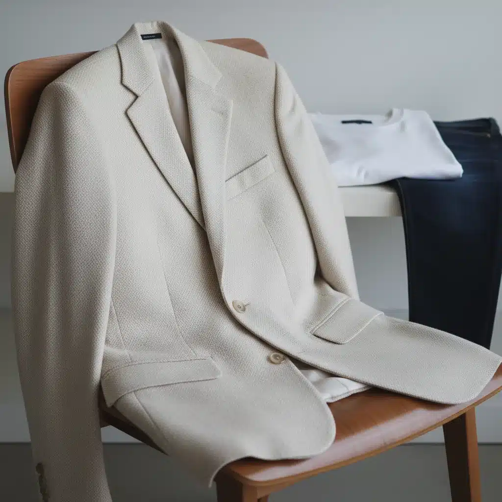 Classic neutral blazer on chair for versatile styling