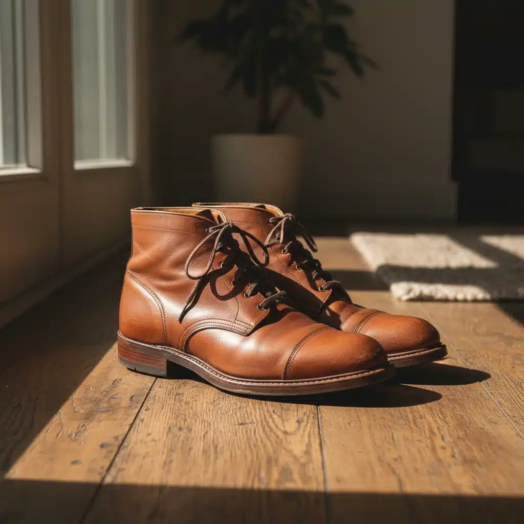 Classic leather ankle boots, showing natural wear and quality craftsmanship.