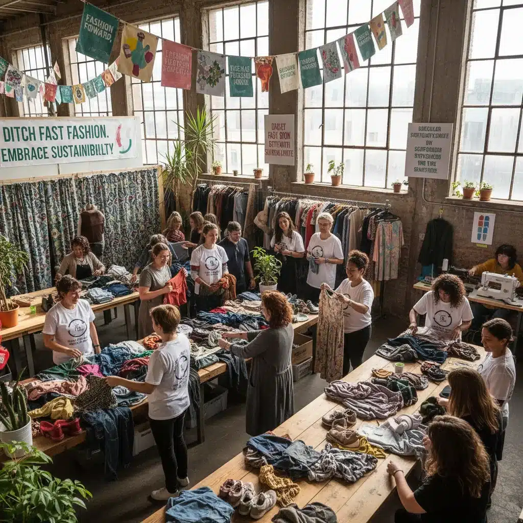 Community clothing swap for sustainable fashion