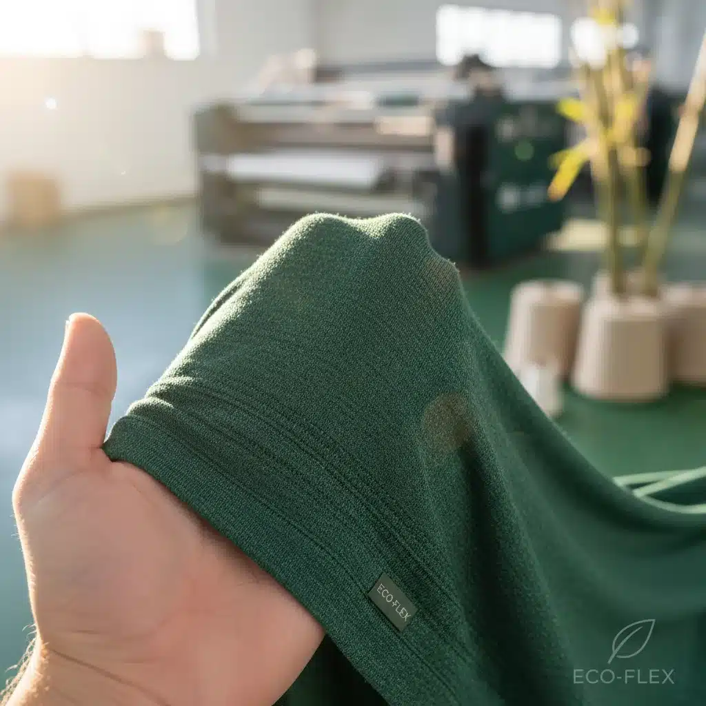 Close-up of eco-friendly activewear fabric texture
