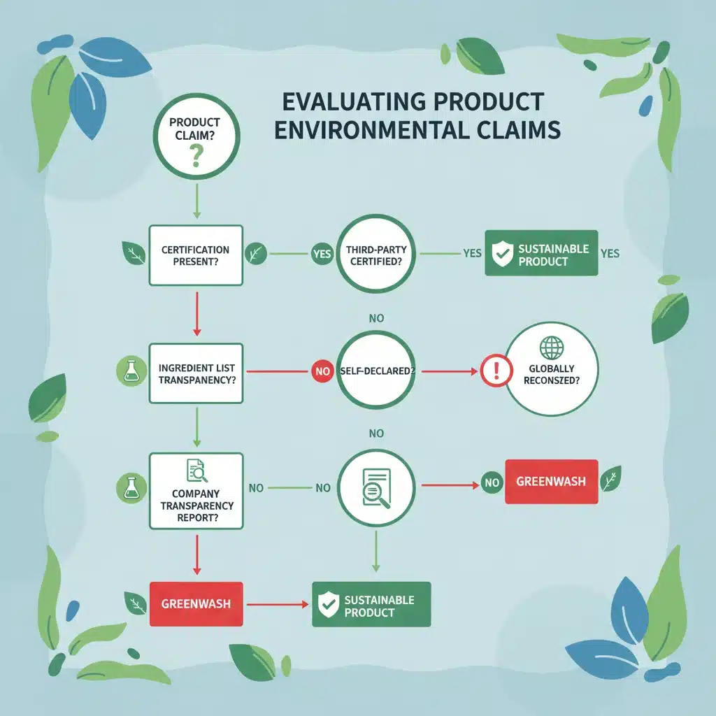 Flowchart for evaluating product environmental claims and spotting greenwashing