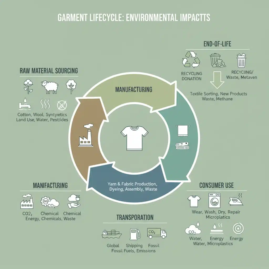 Infographic showing the environmental lifecycle of a garment