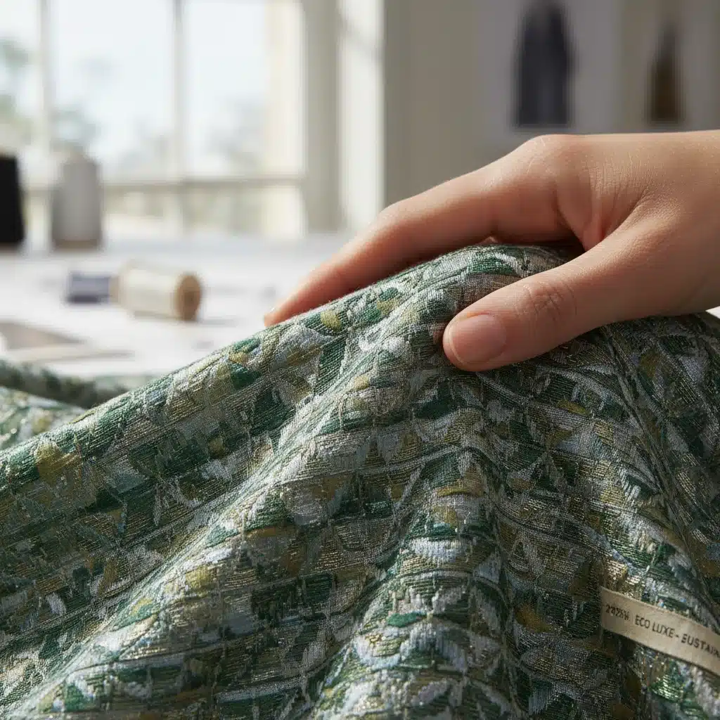 Close-up of intricate sustainable textile from 2026 luxury collection