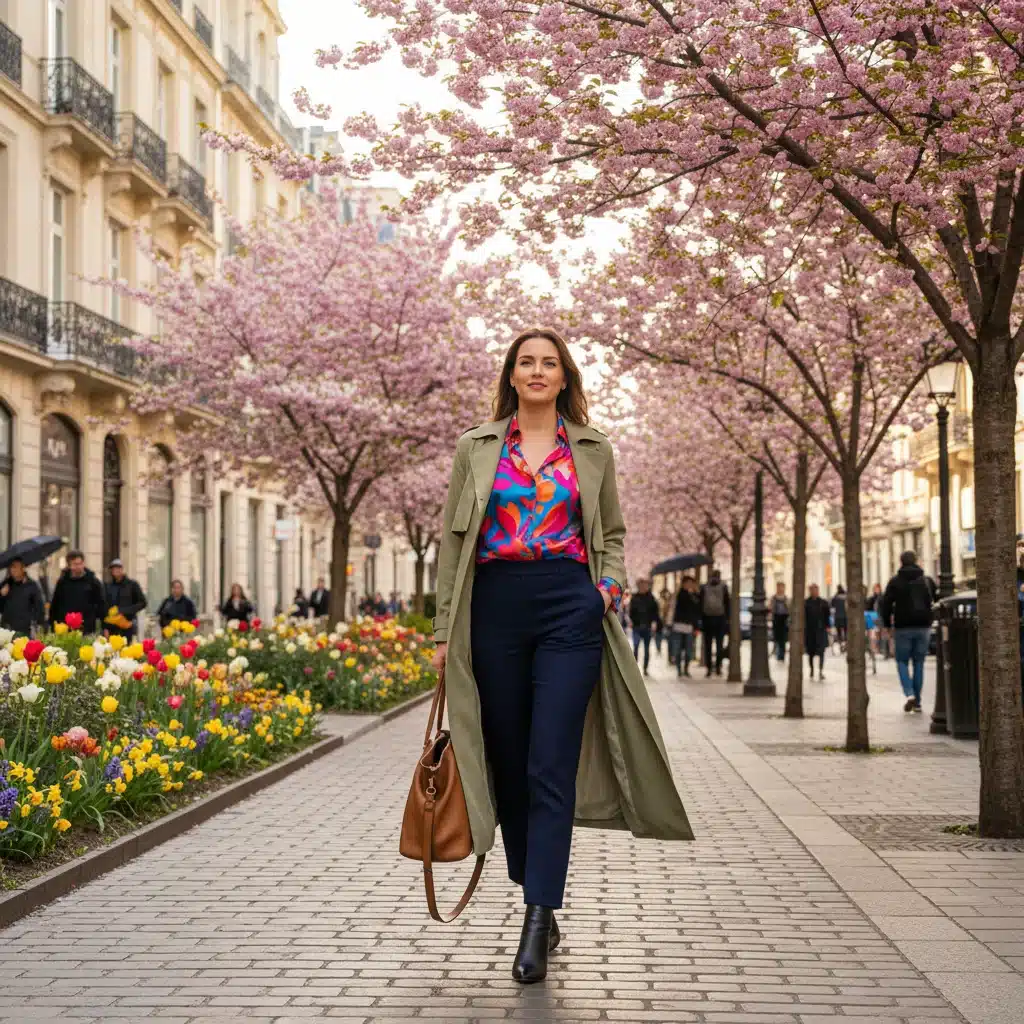 Person in a stylish lightweight trench coat for spring.