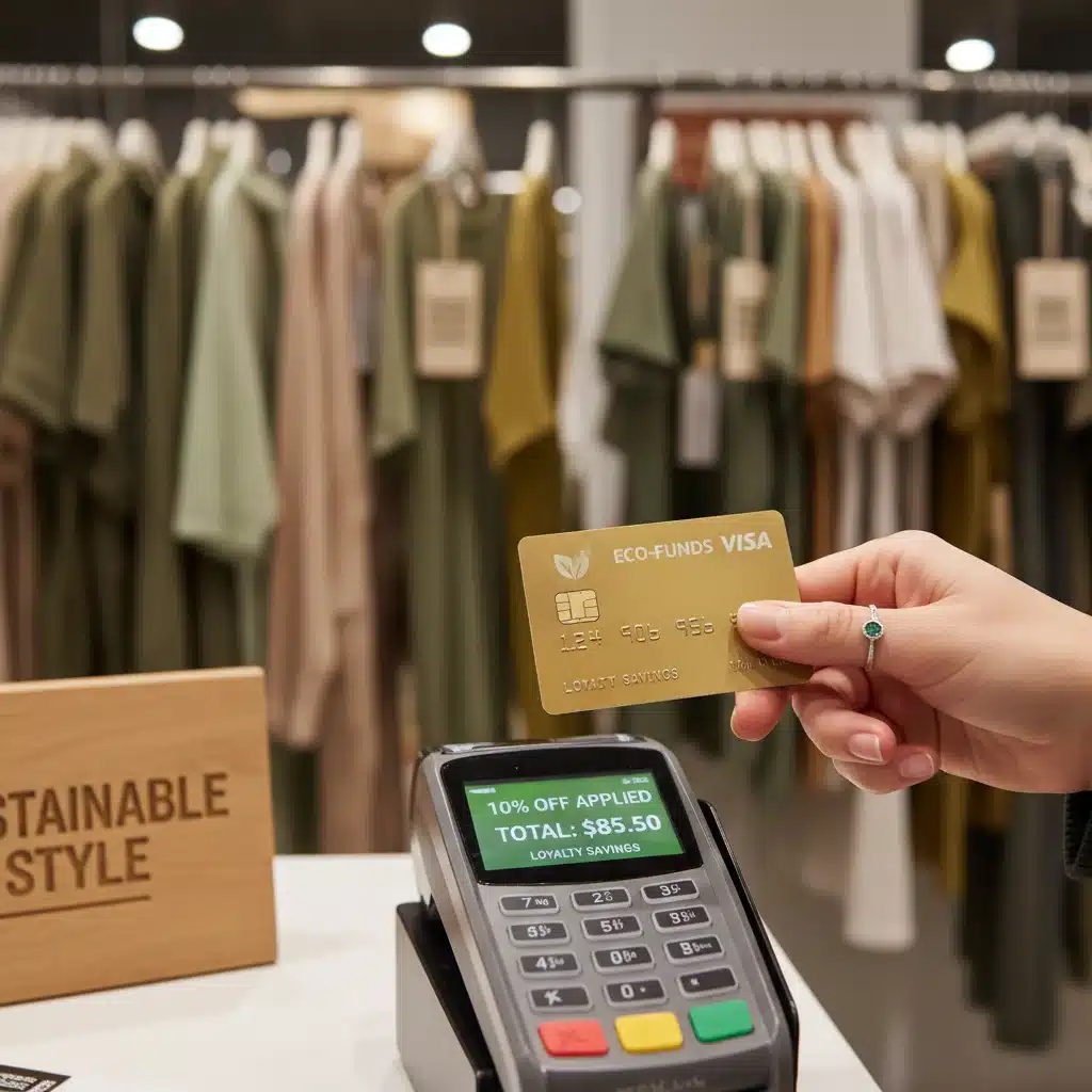 Contactless payment with loyalty discount at sustainable store
