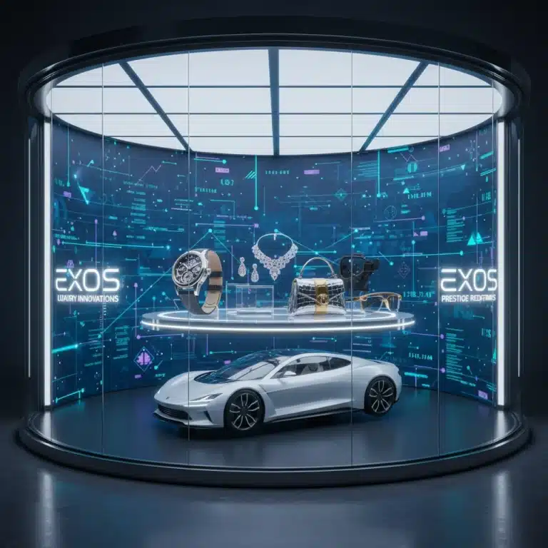 Futuristic display of luxury items representing the 2026 Exclusive Collection Index.