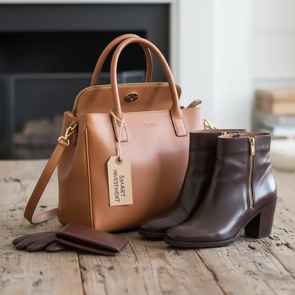 Luxury leather handbag and boots, essential investment accessories for a sophisticated wardrobe
