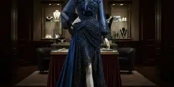Elegant gown in private fashion collection showroom