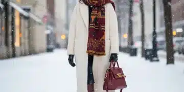 Winter 2026 Accessories: Elevate Your Style Stylish woman in oversized coat, statement scarf, and leather gloves during winter.