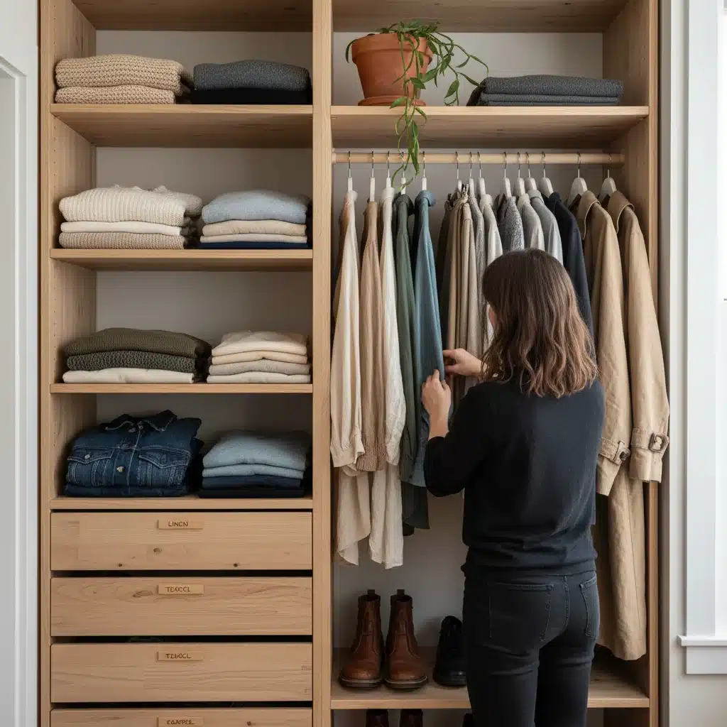 Organized capsule wardrobe with sustainable clothing