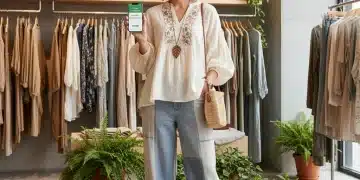 Woman using loyalty app for sustainable fashion discount