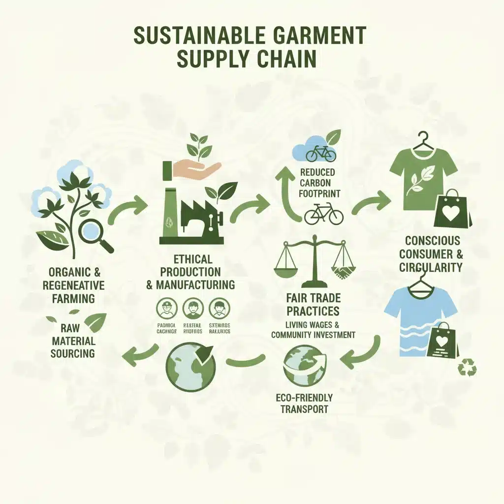 Sustainable fashion supply chain transparency infographic