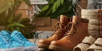 Collection of diverse sustainable footwear on sale, eco-friendly shoes
