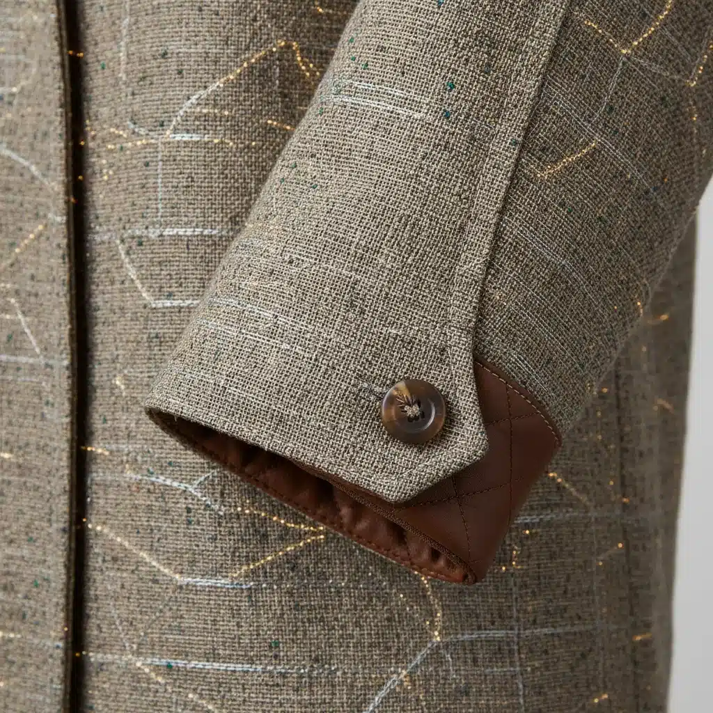 Sustainable fabric detail from a 2026 exclusive fashion collection with integrated technology