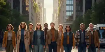 Diverse individuals showcasing sustainable wardrobe staples on a U.S. city street in 2026.