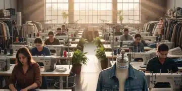 The 2026 State of Labor Practices in US Garment Manufacturing: What Consumers Should Know Garment workers in a modern US factory, emphasizing ethical production.