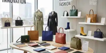 Assortment of modern vegan leather products and material swatches on a clean backdrop, highlighting sustainable fashion innovation.