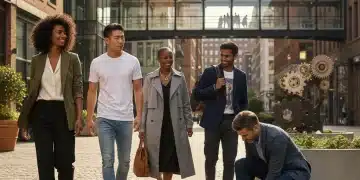 Upgrade Your Basics: 5 Key Pieces Every American Needs for a Versatile Wardrobe in 2026 Stylish individuals demonstrating versatile wardrobe essentials, including blazers, white tees, denim, trench coats, and white sneakers, in an urban setting.