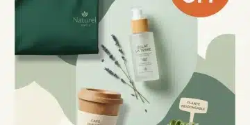 Collage of French eco-friendly products with 25% off discount