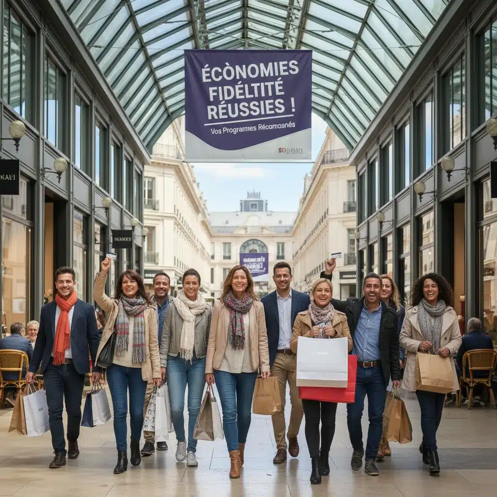 Happy shoppers with loyalty program savings